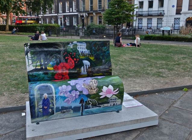 Book bench Hercule Poirot and the Greenshore Folly Bloomsbury Trail Books About Town